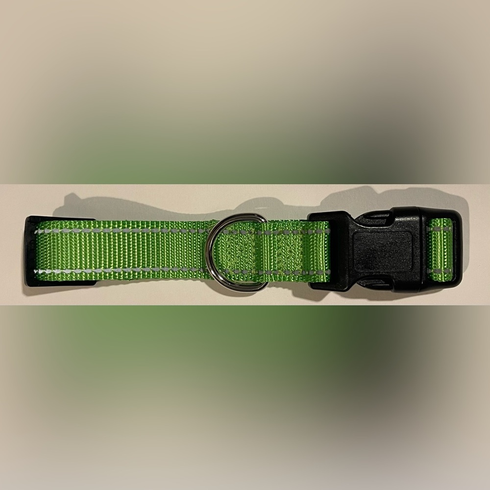 TagME Adjustable Reflective Nylon Dog Collar Quick Release, Size L, 2.5 cm/1” W